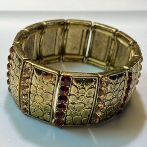 Gold Rhinestone Chunky Stretch Oversized Bracelet